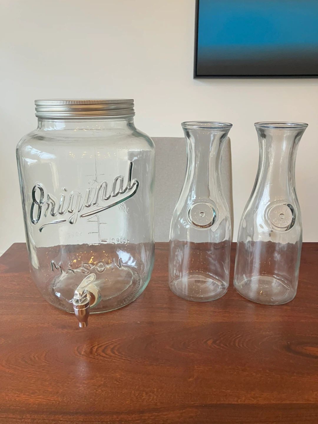 Mason Jar Beverage Dispenser with 2 Glads Bottles