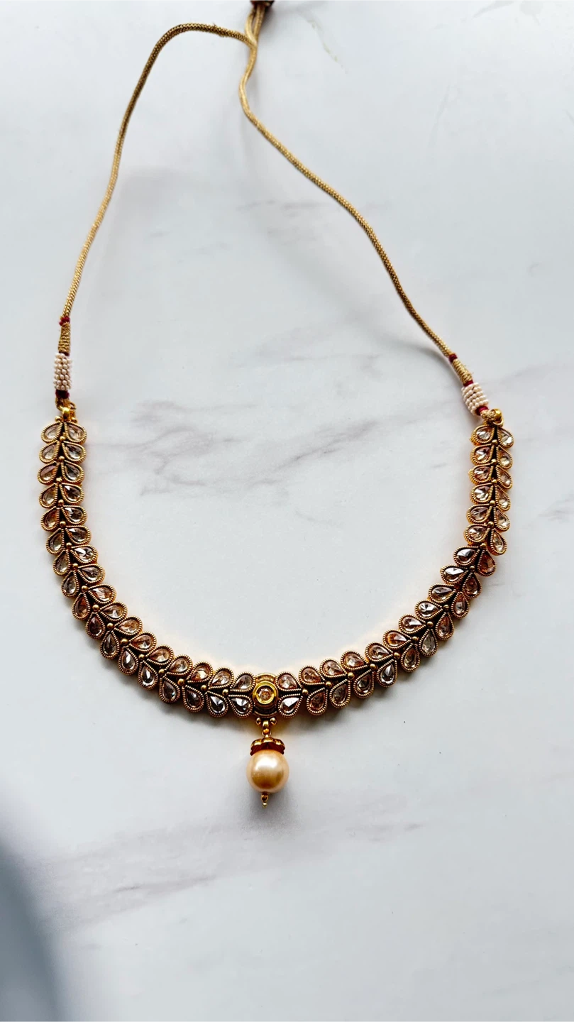 Gold-toned Necklace with Pearl Drop - photo 4