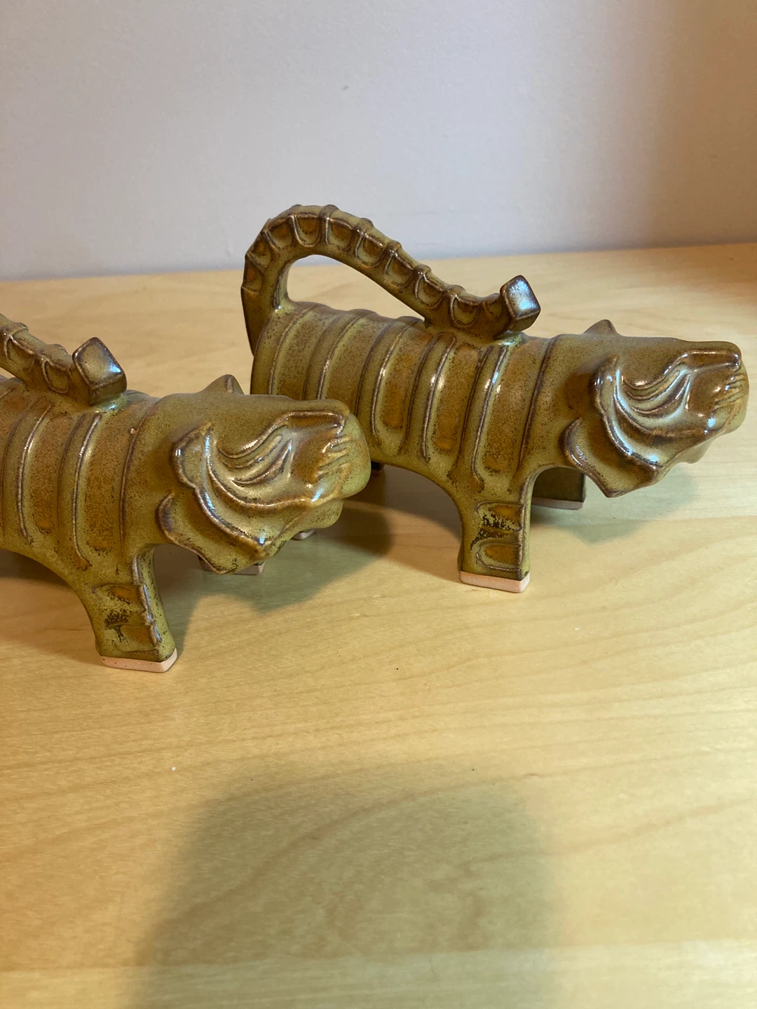Mid century Ceramic Tiger Figurines - Set of 2
