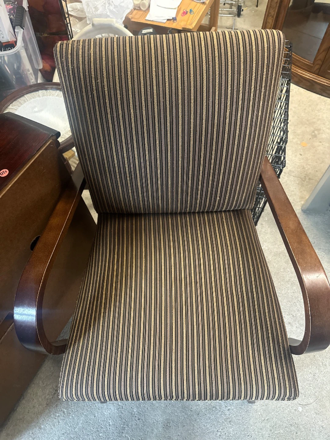 2 Striped Armchair with Wooden Frame