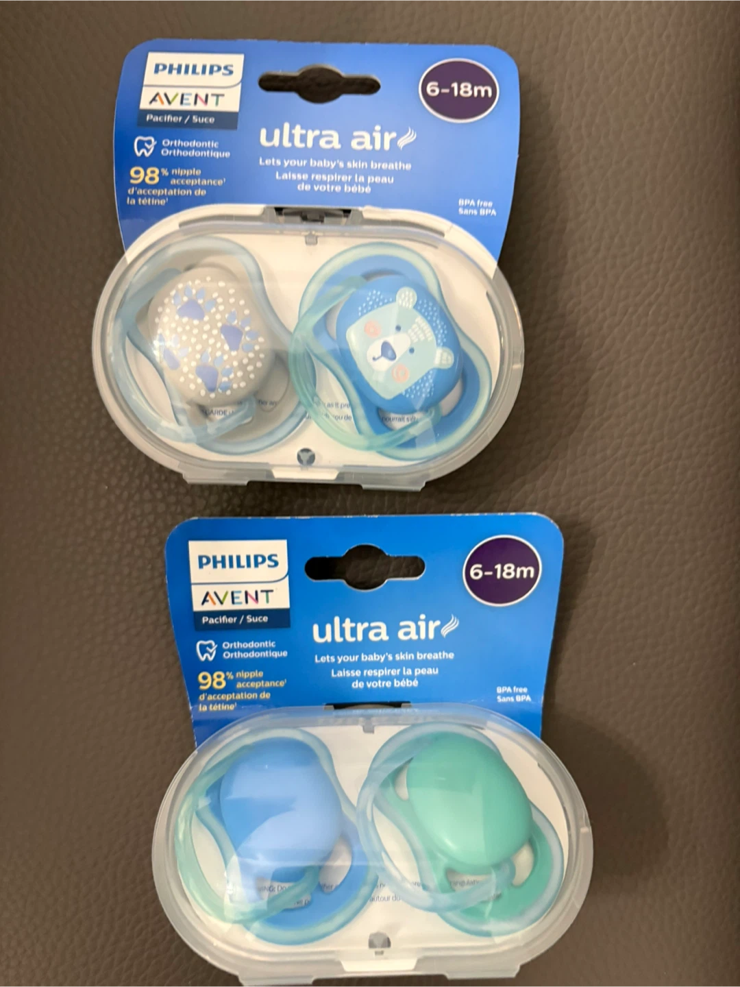 2 x Brand New Philips Avent 6-18m Pacifiers (4 total)