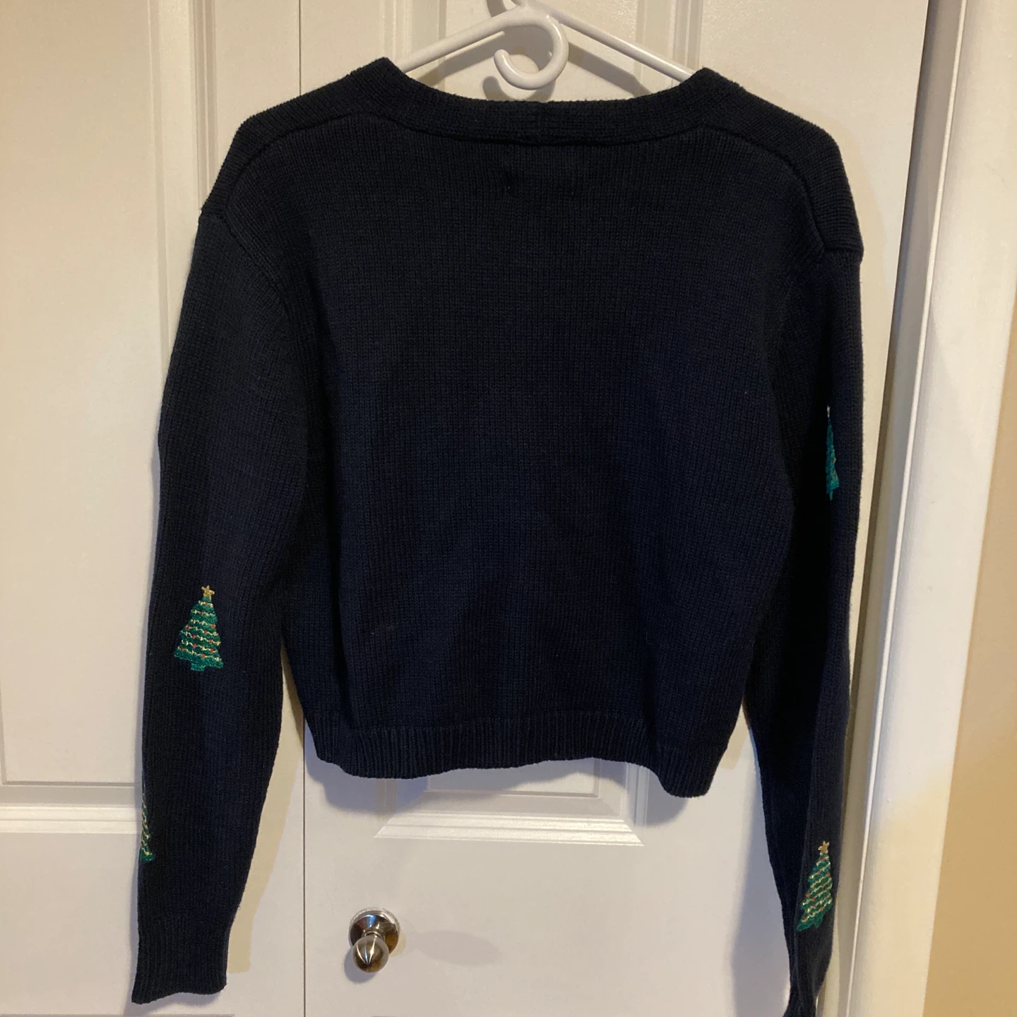 NWT SOHO & STELLA Navy Christmas Tree Cardigan - Size L - photo 4