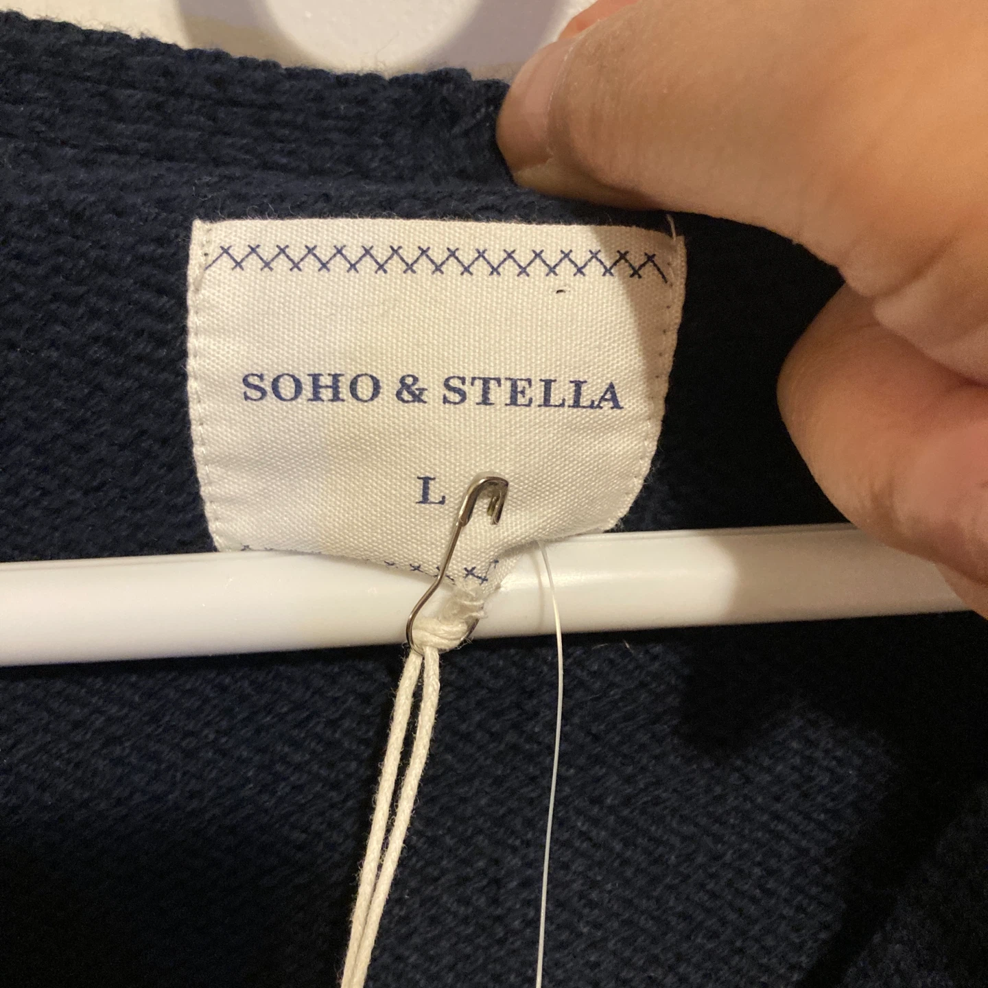 NWT SOHO & STELLA Navy Christmas Tree Cardigan - Size L - photo 2