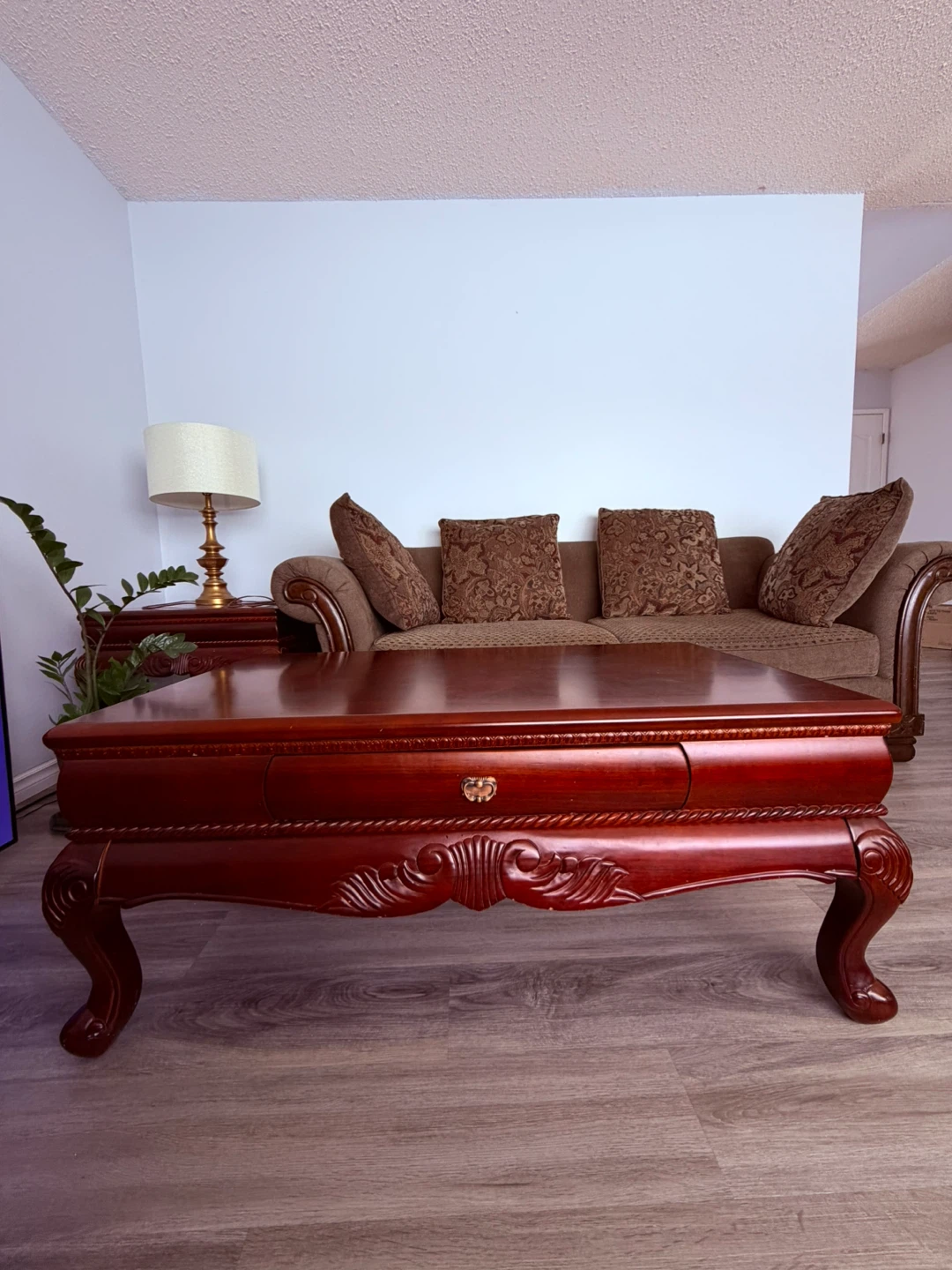 Vintage Sofas with Carved Wood Coffee Table - photo 2