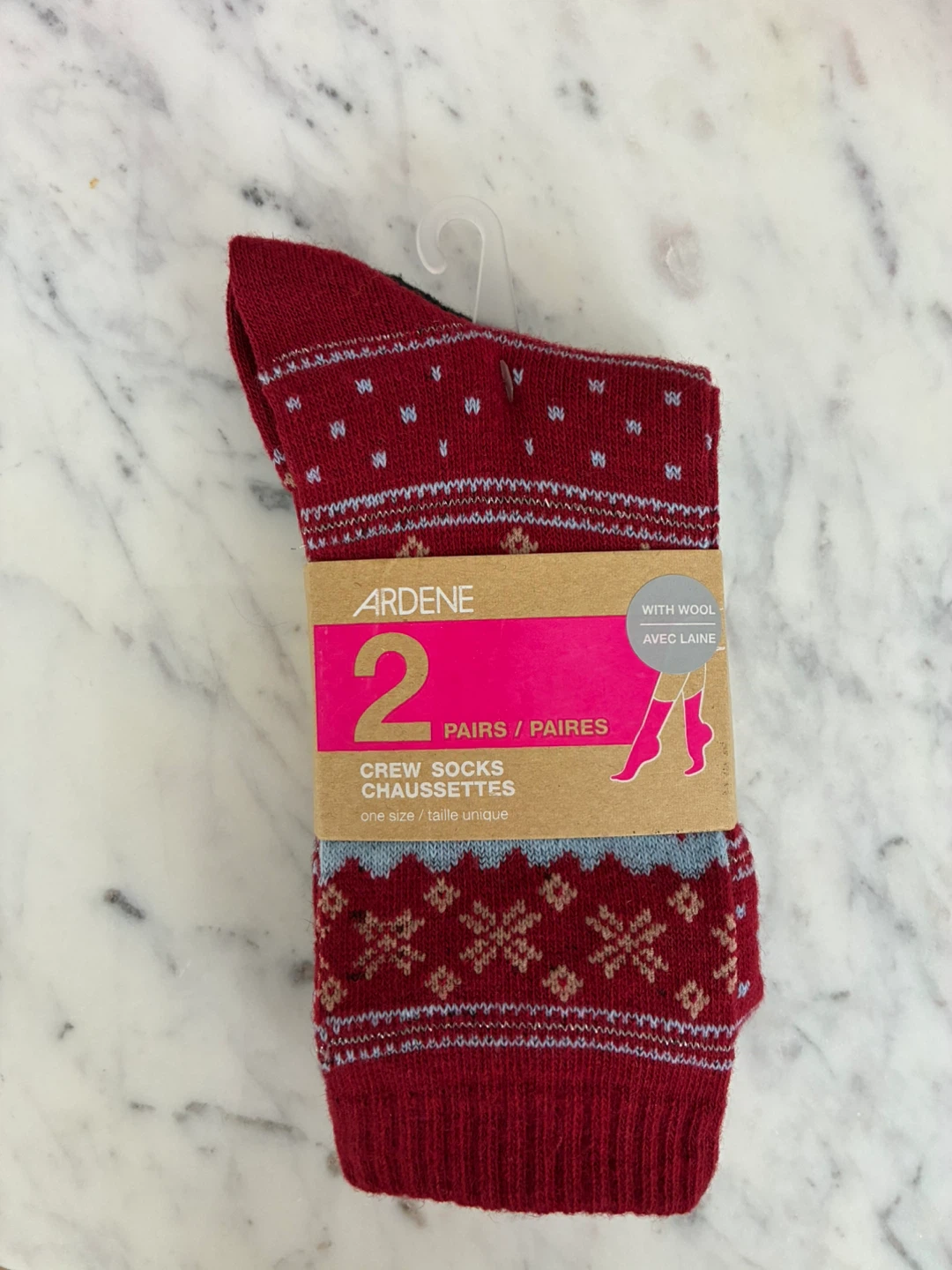 New-2 Pairs women’s Wool Blend Crew Socks - One Size