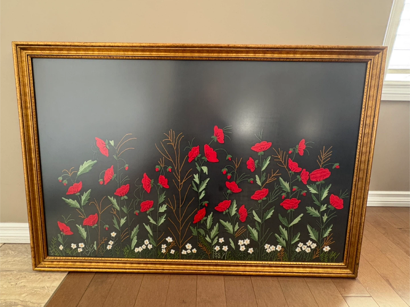 Framed Floral Embroidery Art - photo 4