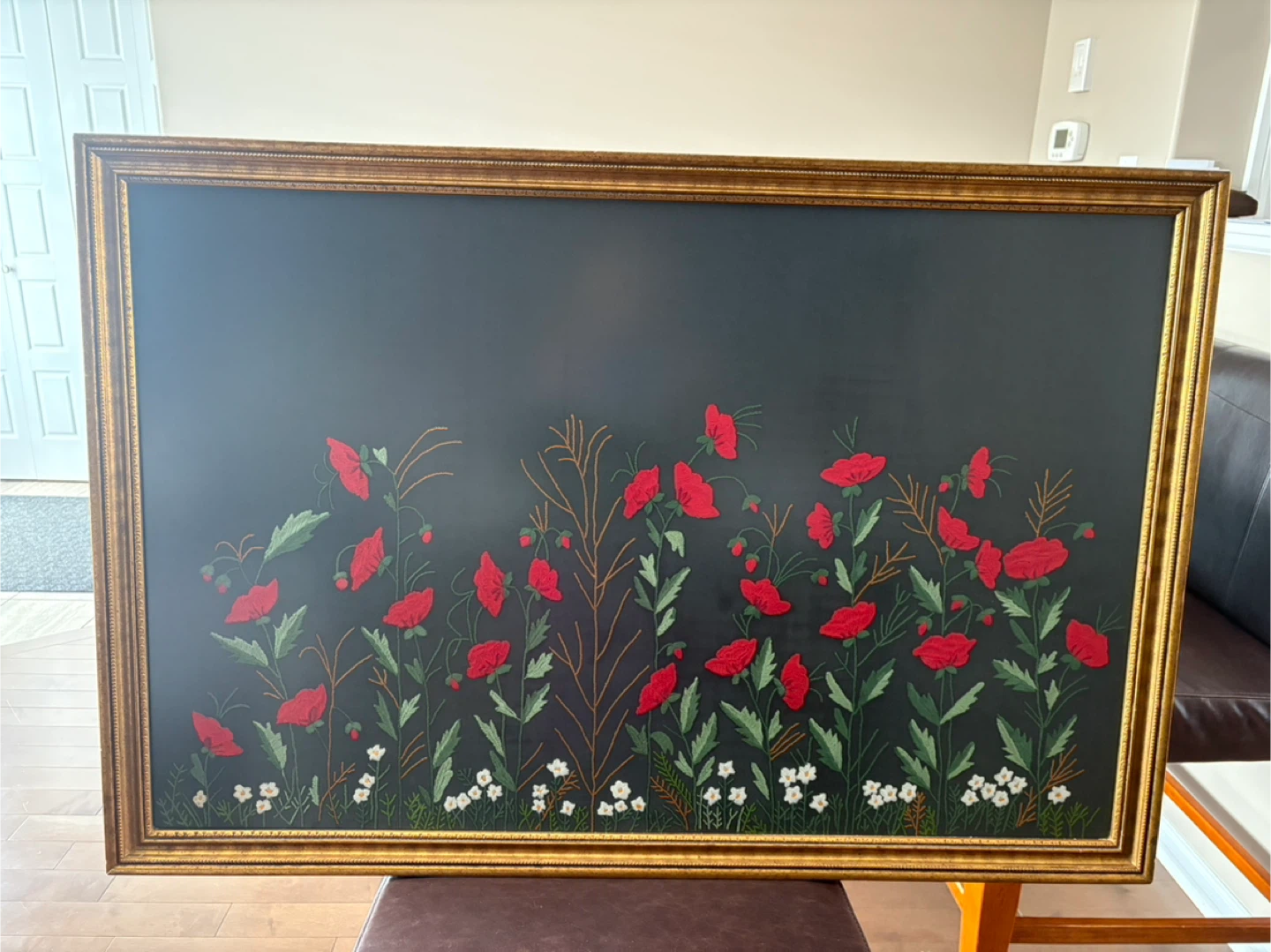 Framed Floral Embroidery Art - photo 2