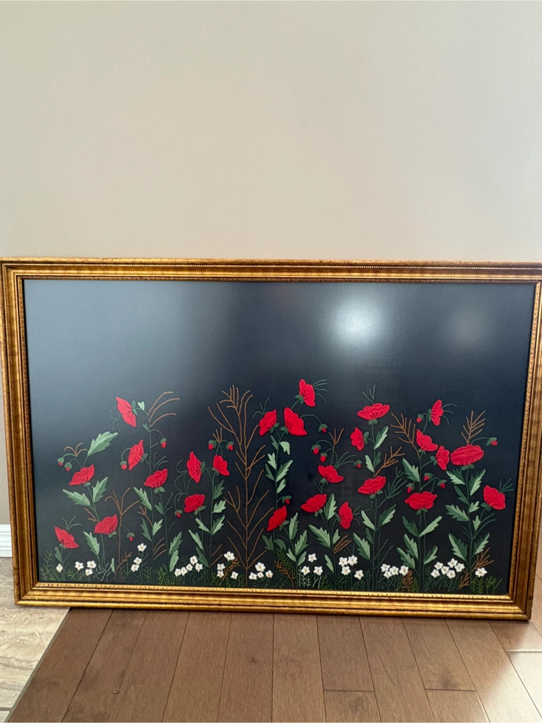 Framed Floral Embroidery Art - photo 5