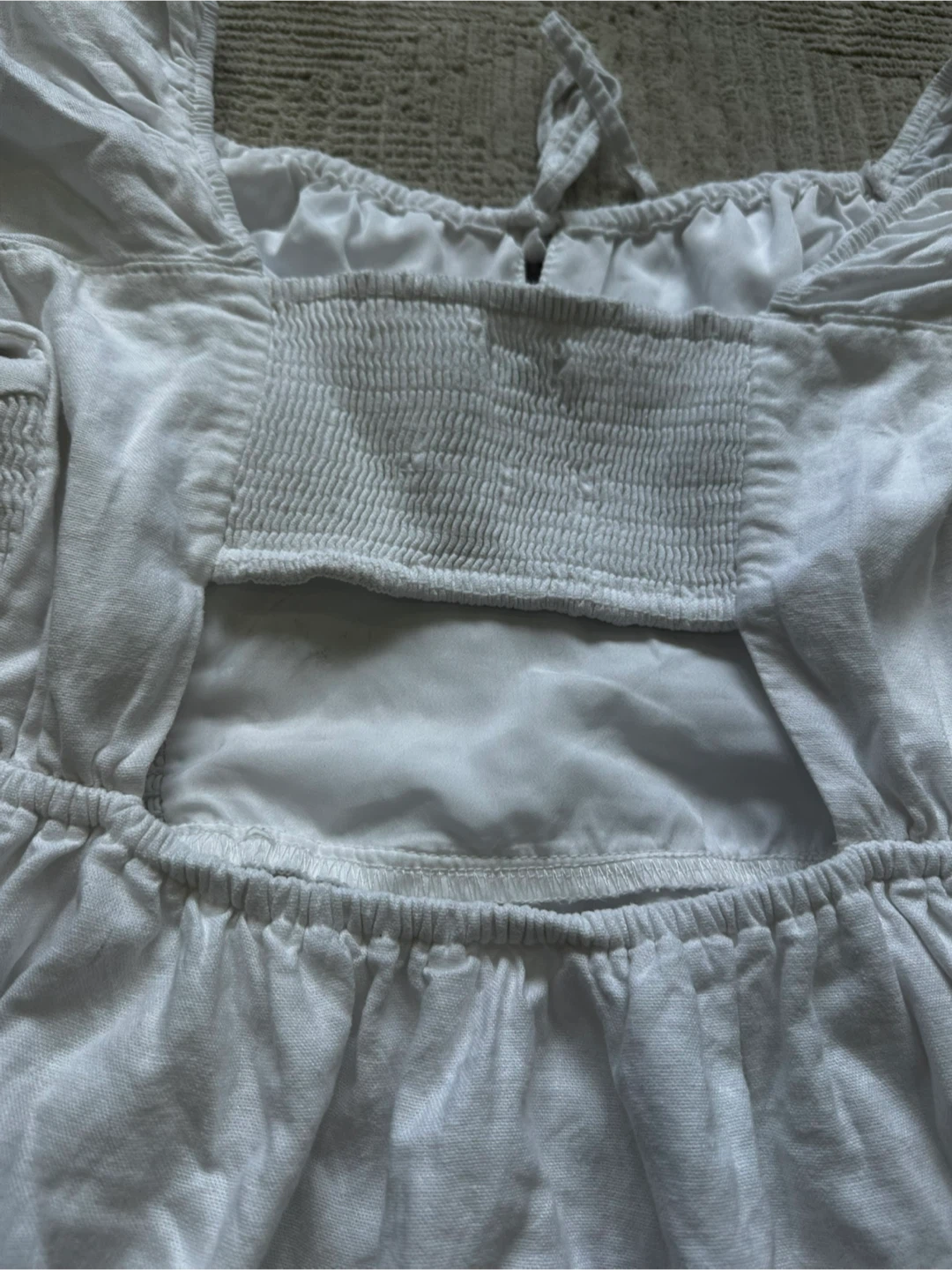 Hollister White Puff Sleeve Smocked Mini Dress - photo 3