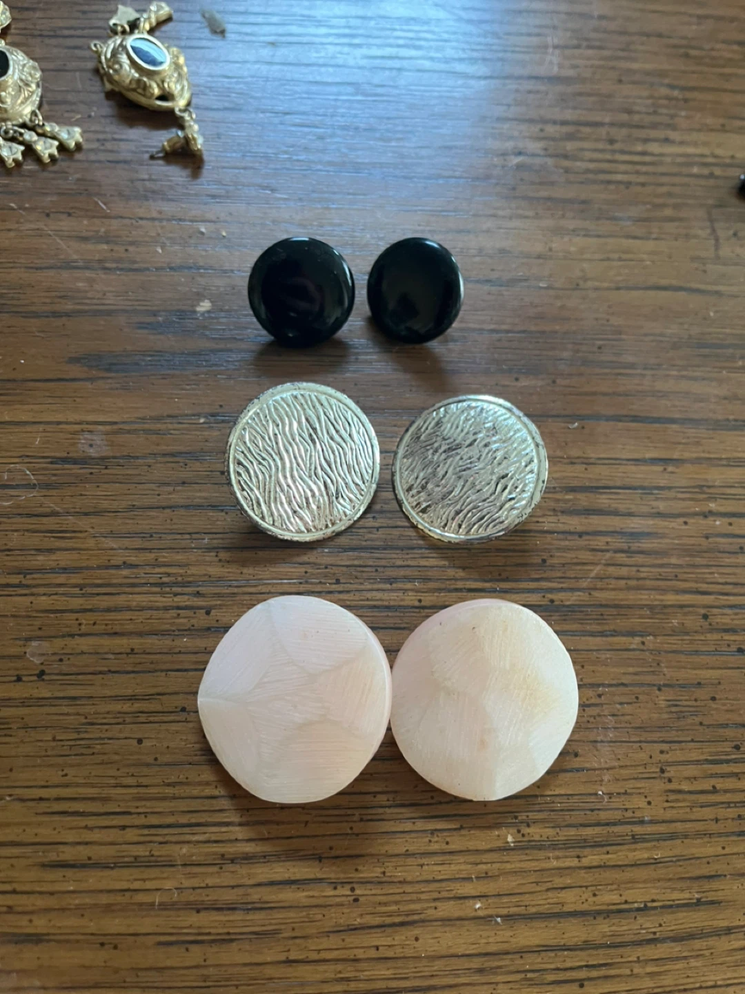 Lot of 3 Pairs of Vintage Round Stud Earrings