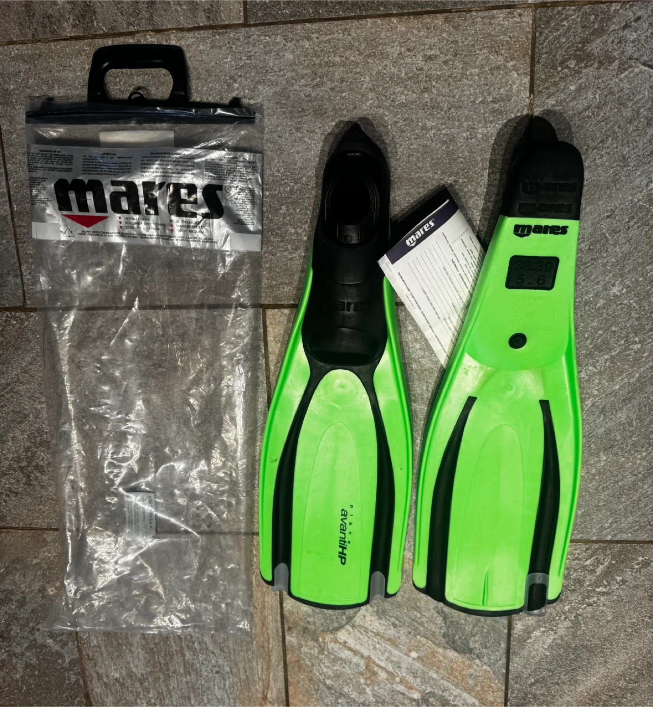 Mares Avanti HP Scuba Diving Fins - Green - Size 5-6 (38-39)