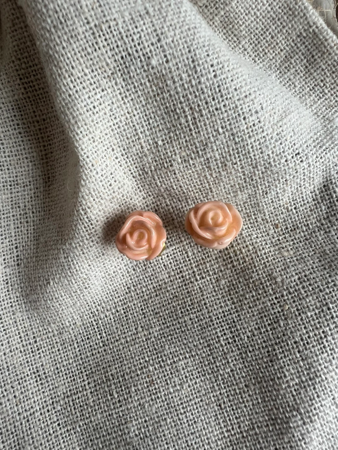 Peach Rose Stud Earrings