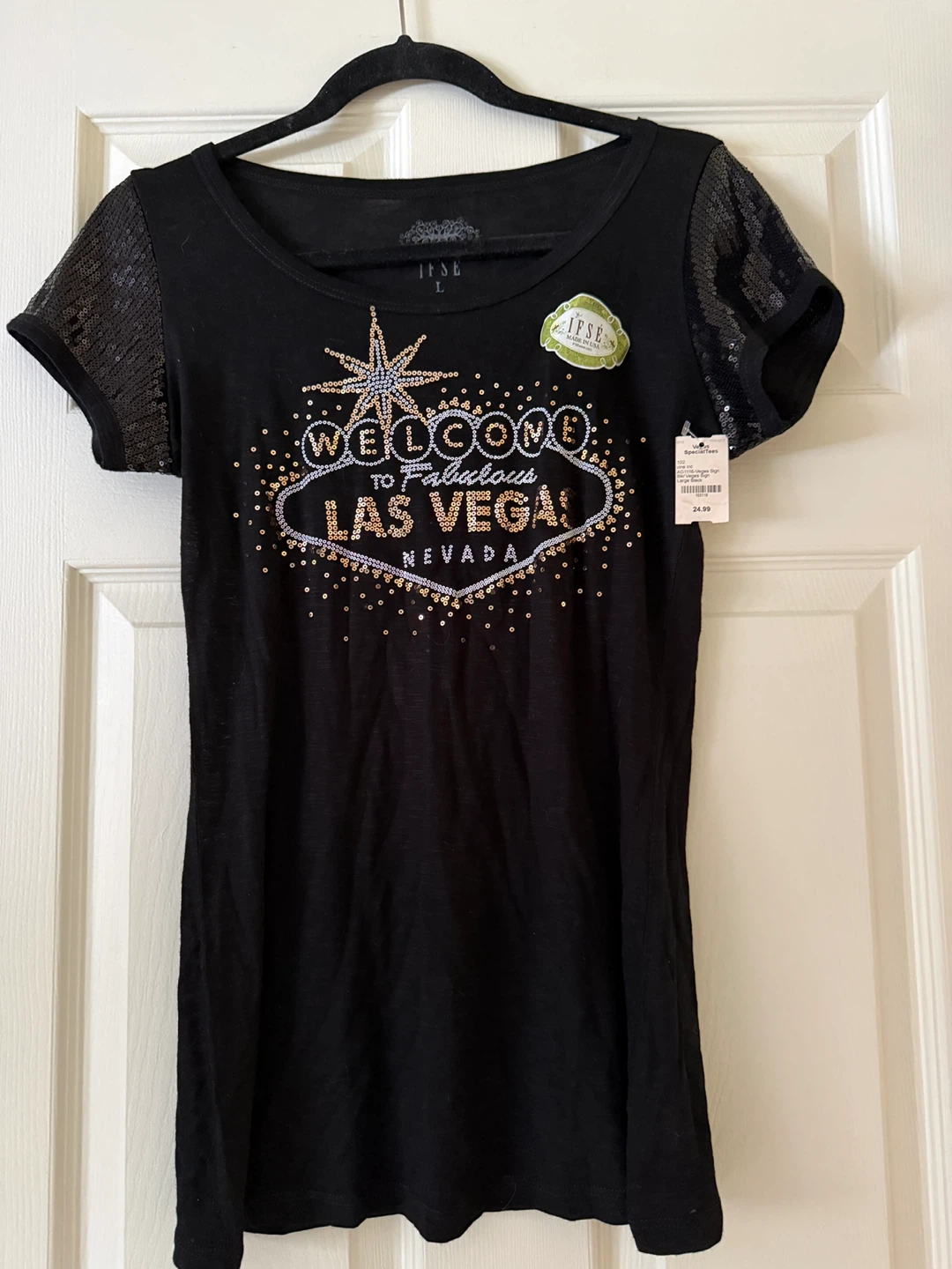 IFSE "Welcome to Fabulous Las Vegas" Sequin T-Shirt - Size L