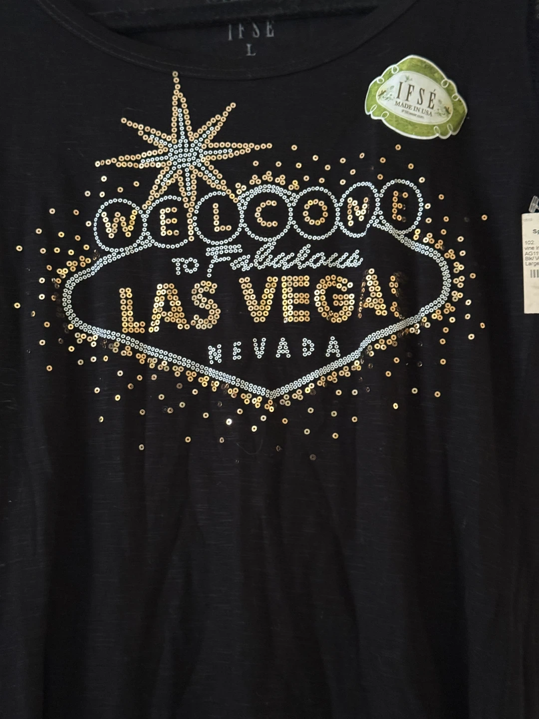 IFSE "Welcome to Fabulous Las Vegas" Sequin T-Shirt - Size L - photo 2