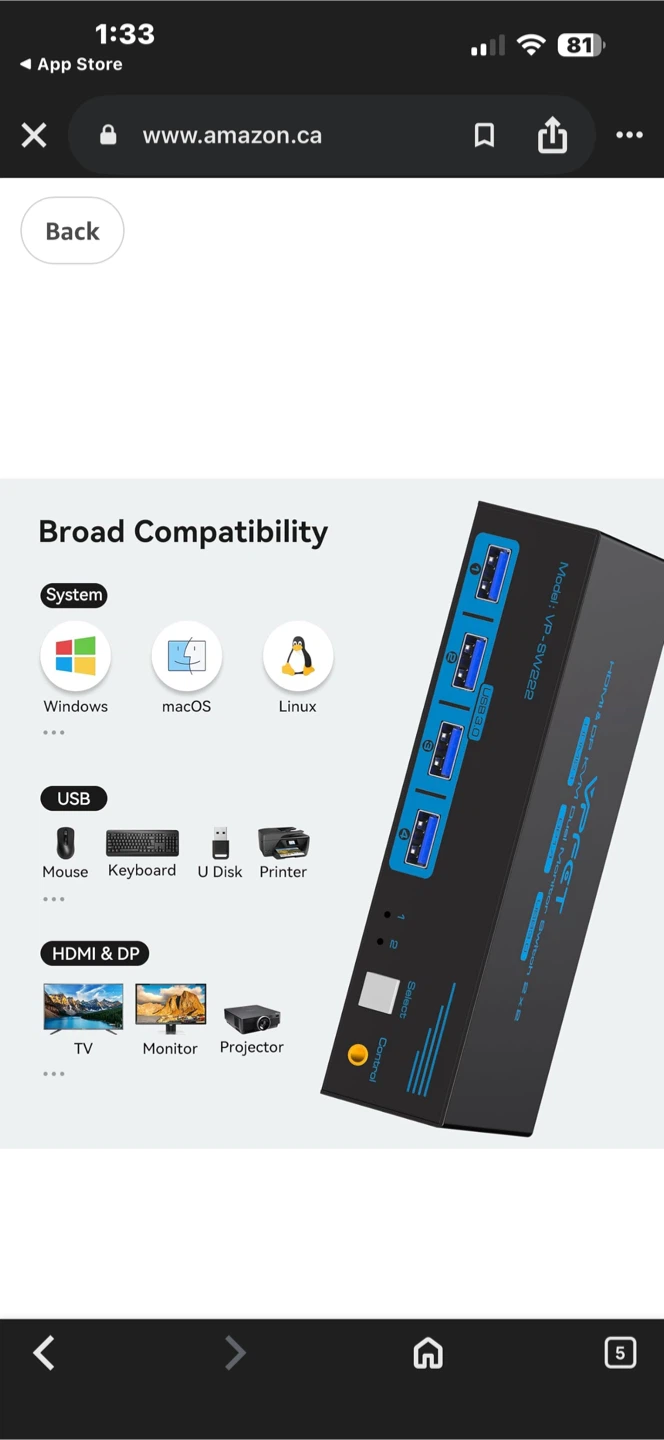VPGT HDMI & DP KVM Dual Monitor Switch 2x2 - photo 3