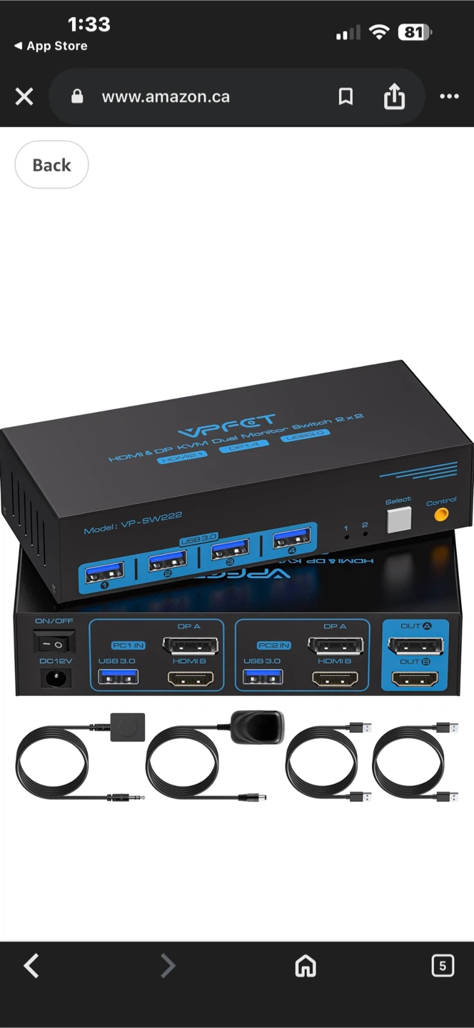 VPGT HDMI & DP KVM Dual Monitor Switch 2x2 - photo 5