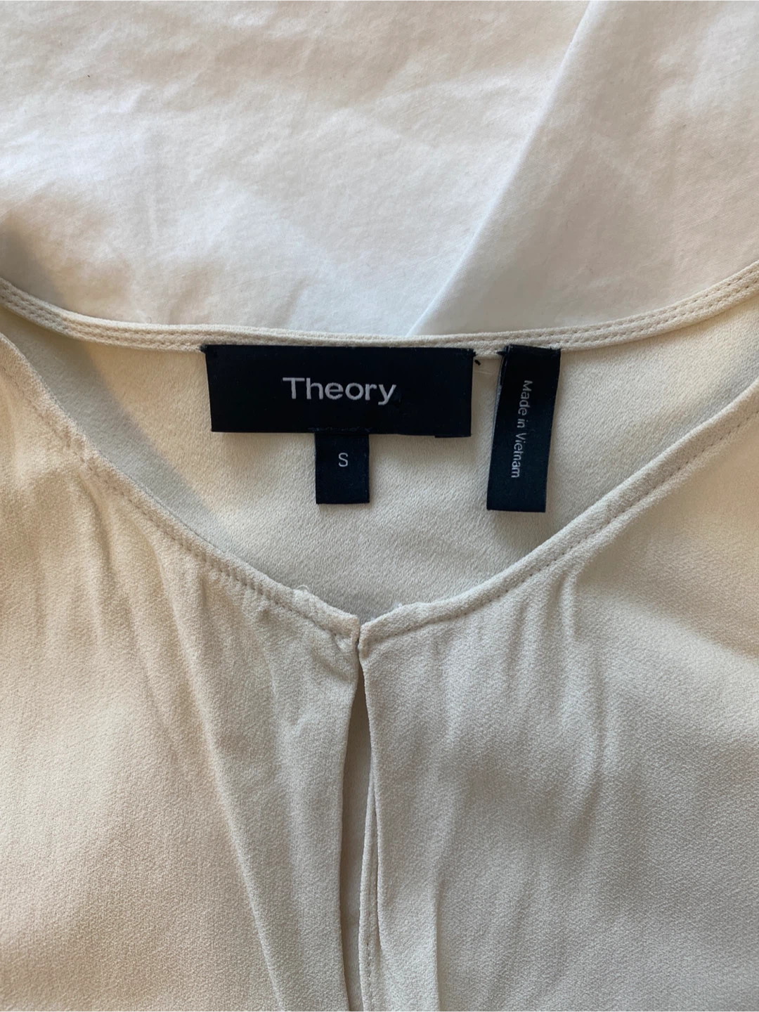 Theory cream blouse with front keyhole detail - photo 2