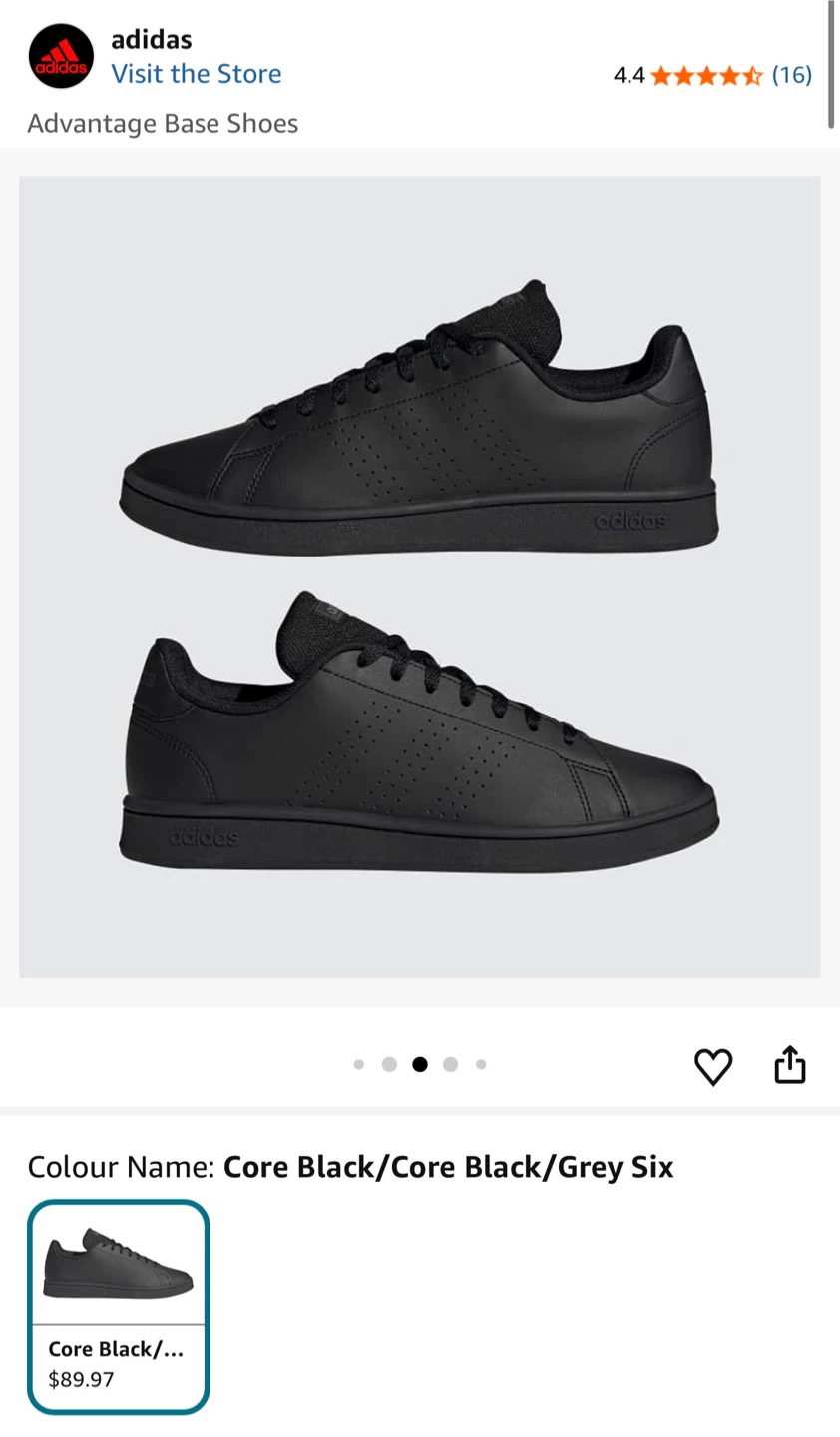 Adidas Advantage Base Shoes - Black - Size 6