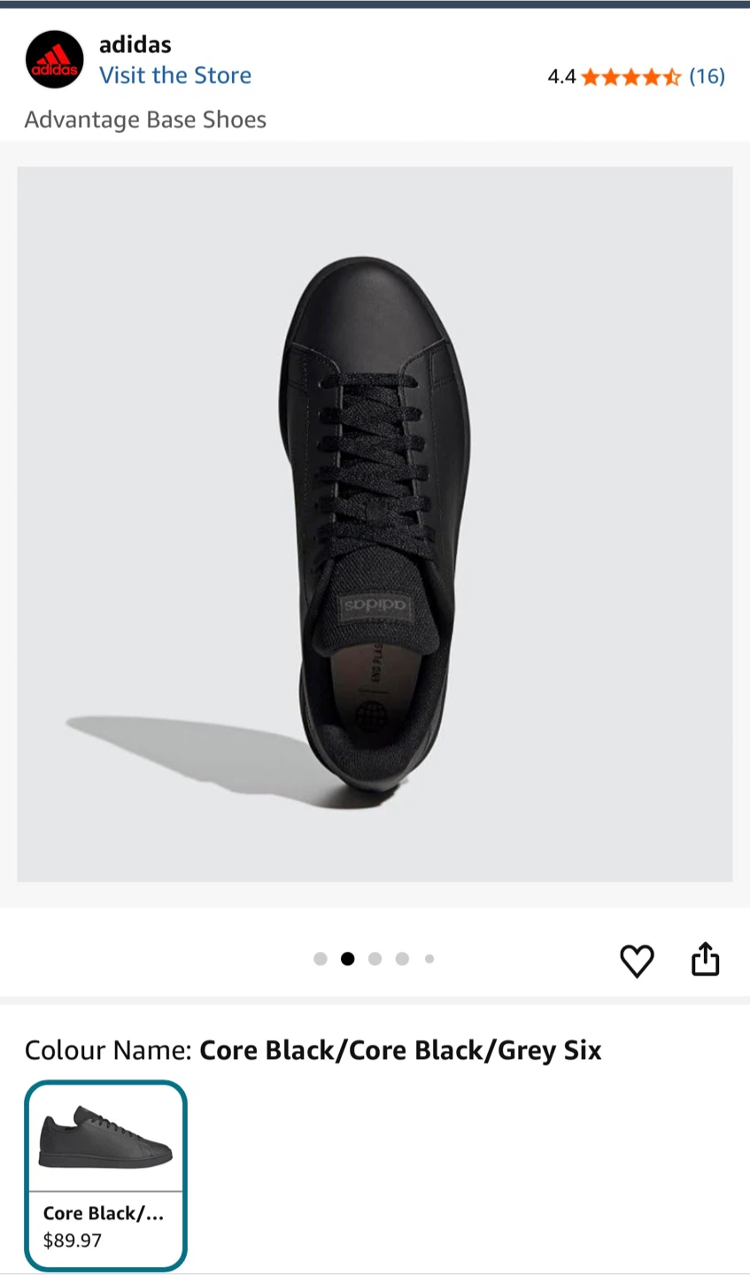 Adidas Advantage Base Shoes - Black - Size 6 - photo 2