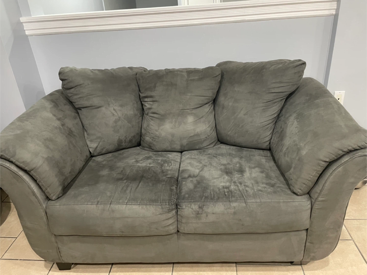 Grey Suede Sofa and Loveseat Set - photo 2