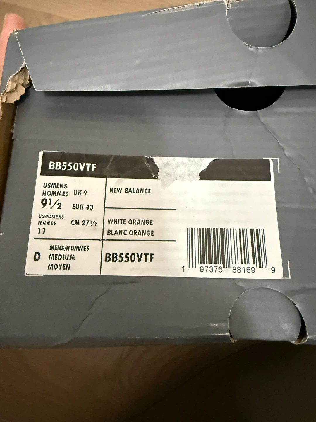 New Balance 550 Sneakers - White/Orange, Size 9.5 - photo 4
