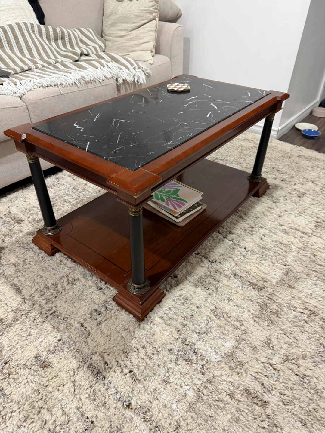 Coffee Table with Black Marble Top