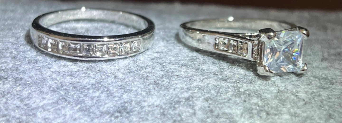 Princess Cut Engagement Ring Set with Band