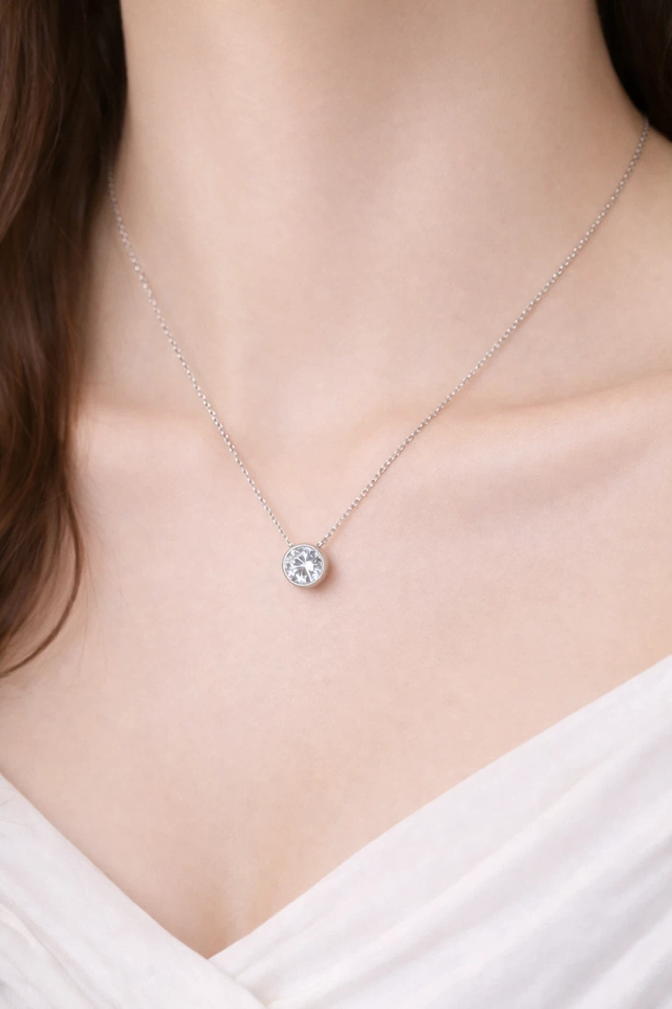3CT   high-clarity diamond simulant stone pendant necklaces