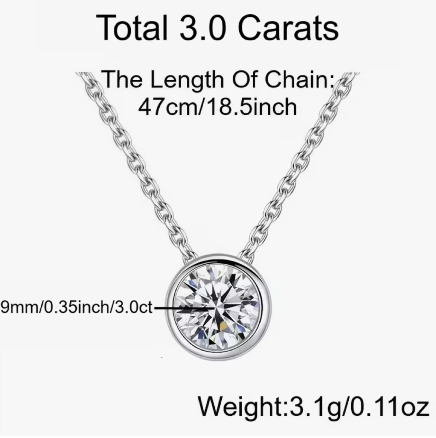 3CT   high-clarity diamond simulant stone pendant necklaces - photo 4