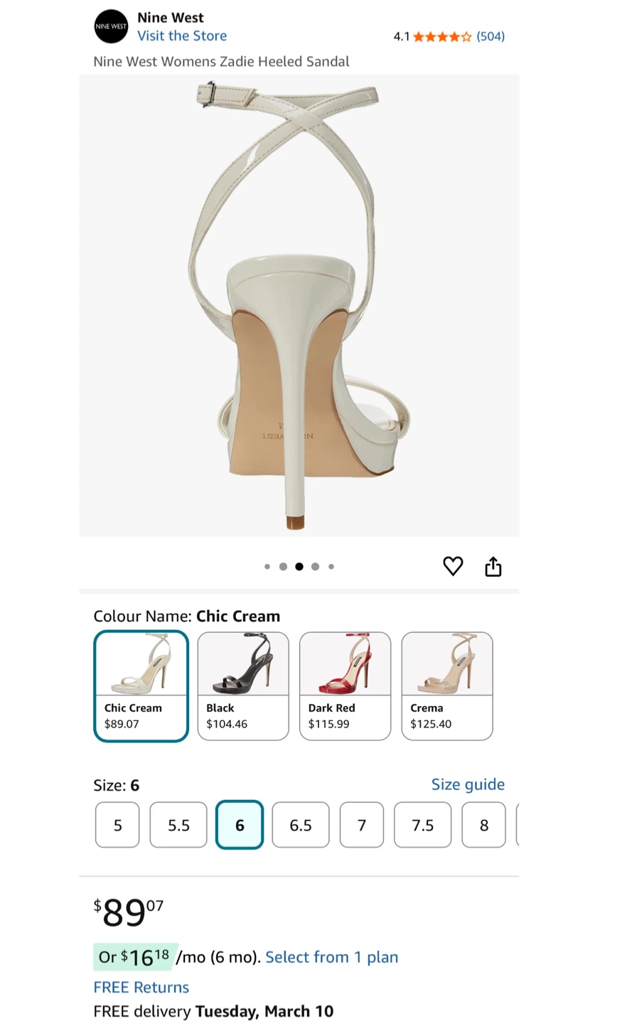 Nine West Womens Zadie Heeled Sandal - Chic Cream, Size 6 - photo 2