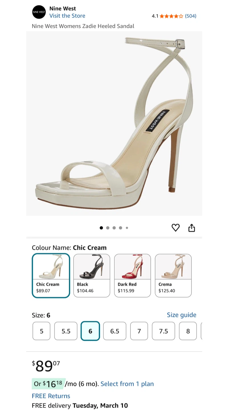 Nine West Womens Zadie Heeled Sandal - Chic Cream, Size 6