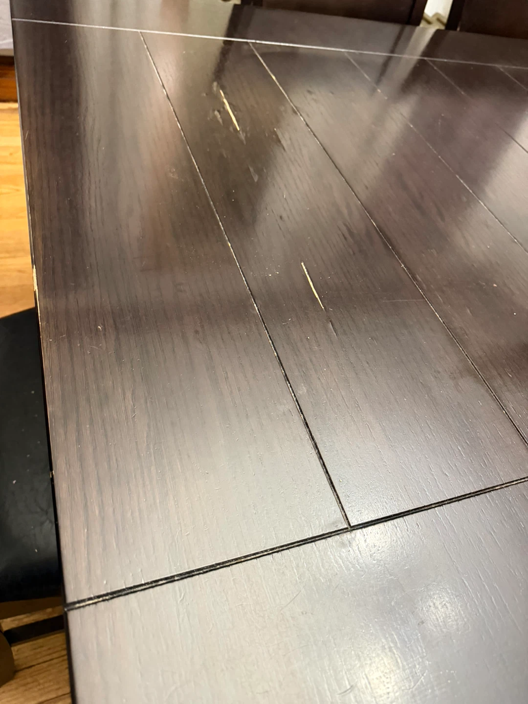 Dark Wood Dining Table with 4 Chairs and Bench - photo 3