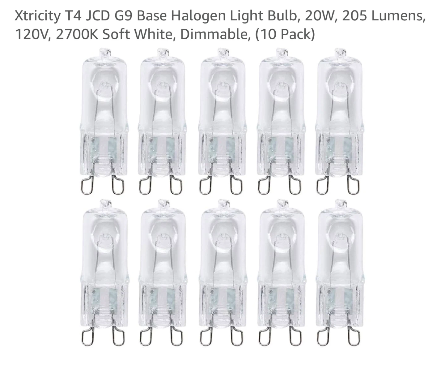 Xtricity Halogen Light Bulbs - G9 Base, 20W, 10 Pack - photo 2