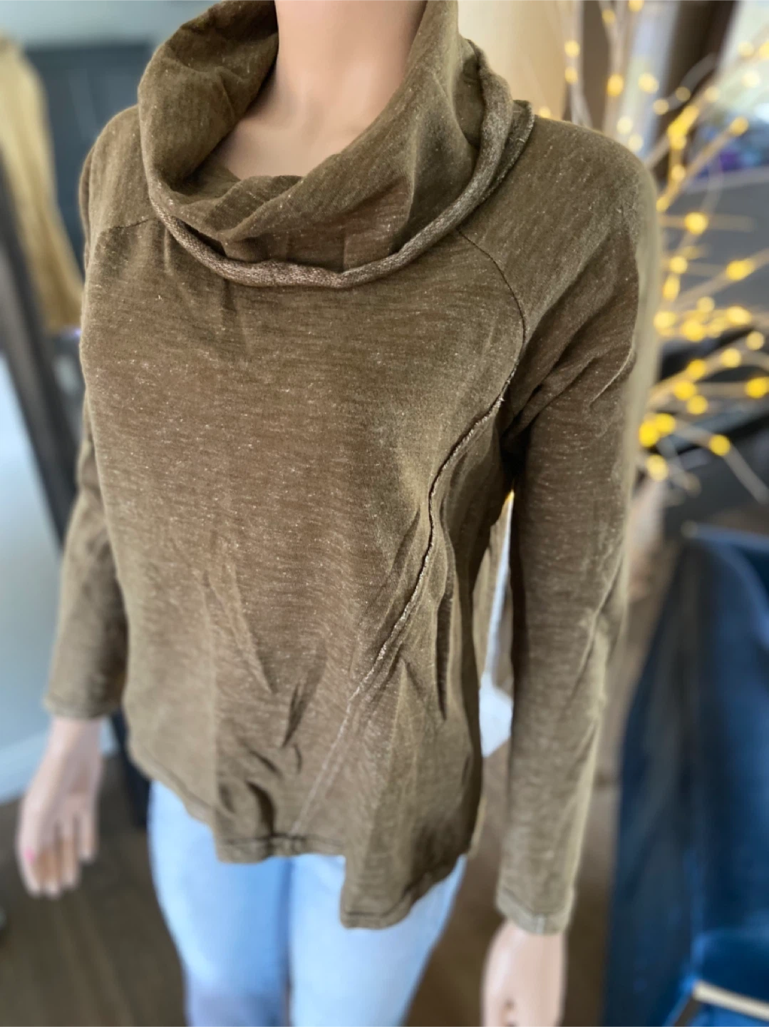 O’Neil Women's Long Sleeve Army Green Cowl Neck Top S - photo 4