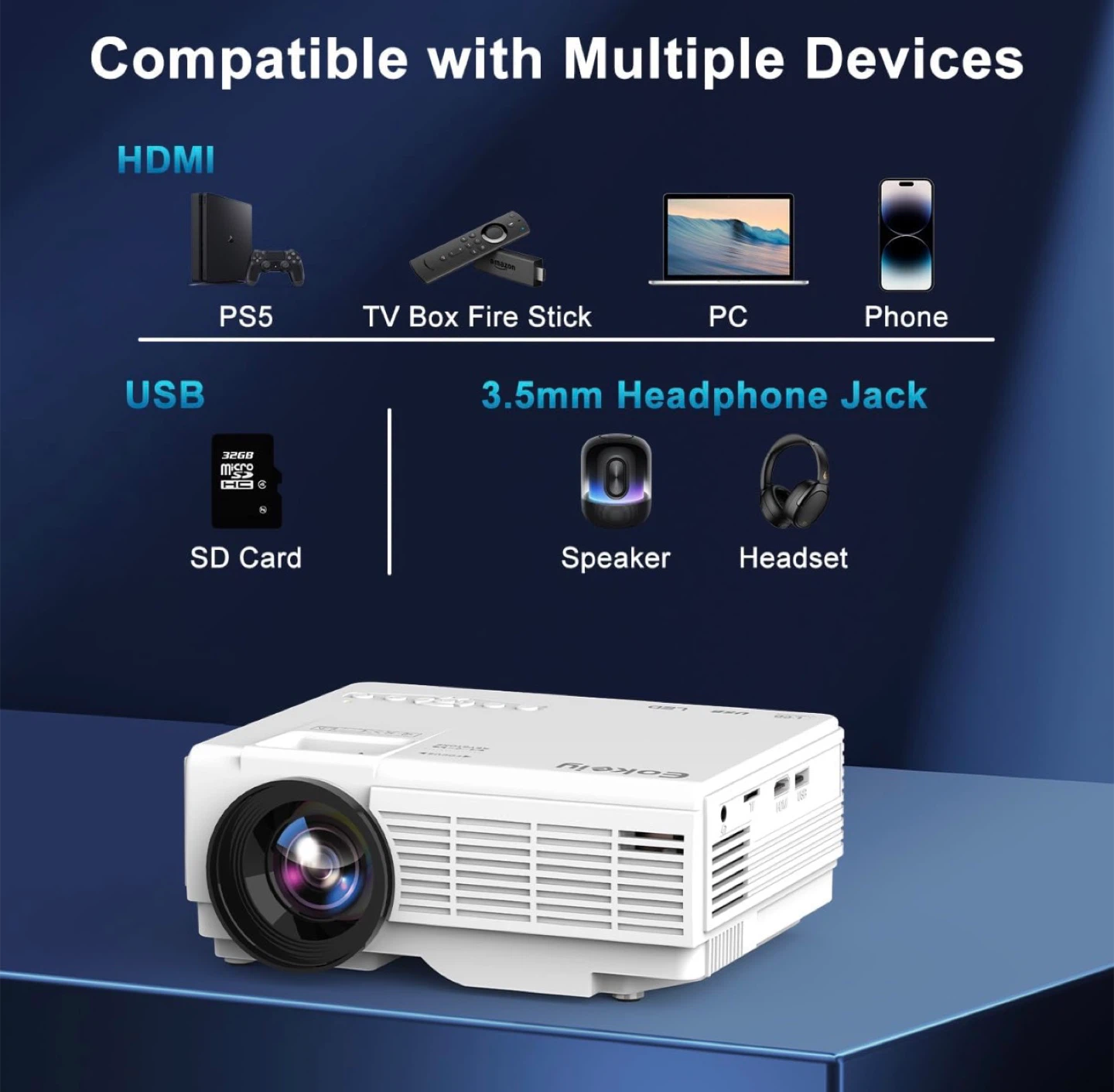 1080P Mini Projector with Two-Way Bluetooth BNIB - photo 4