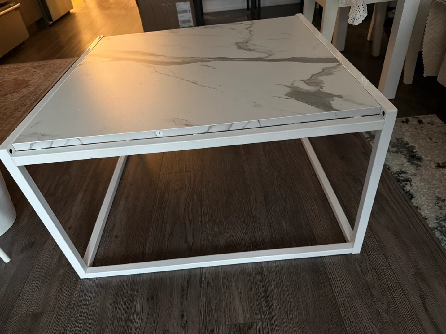 Square Coffee Table with White Marble Top - photo 4