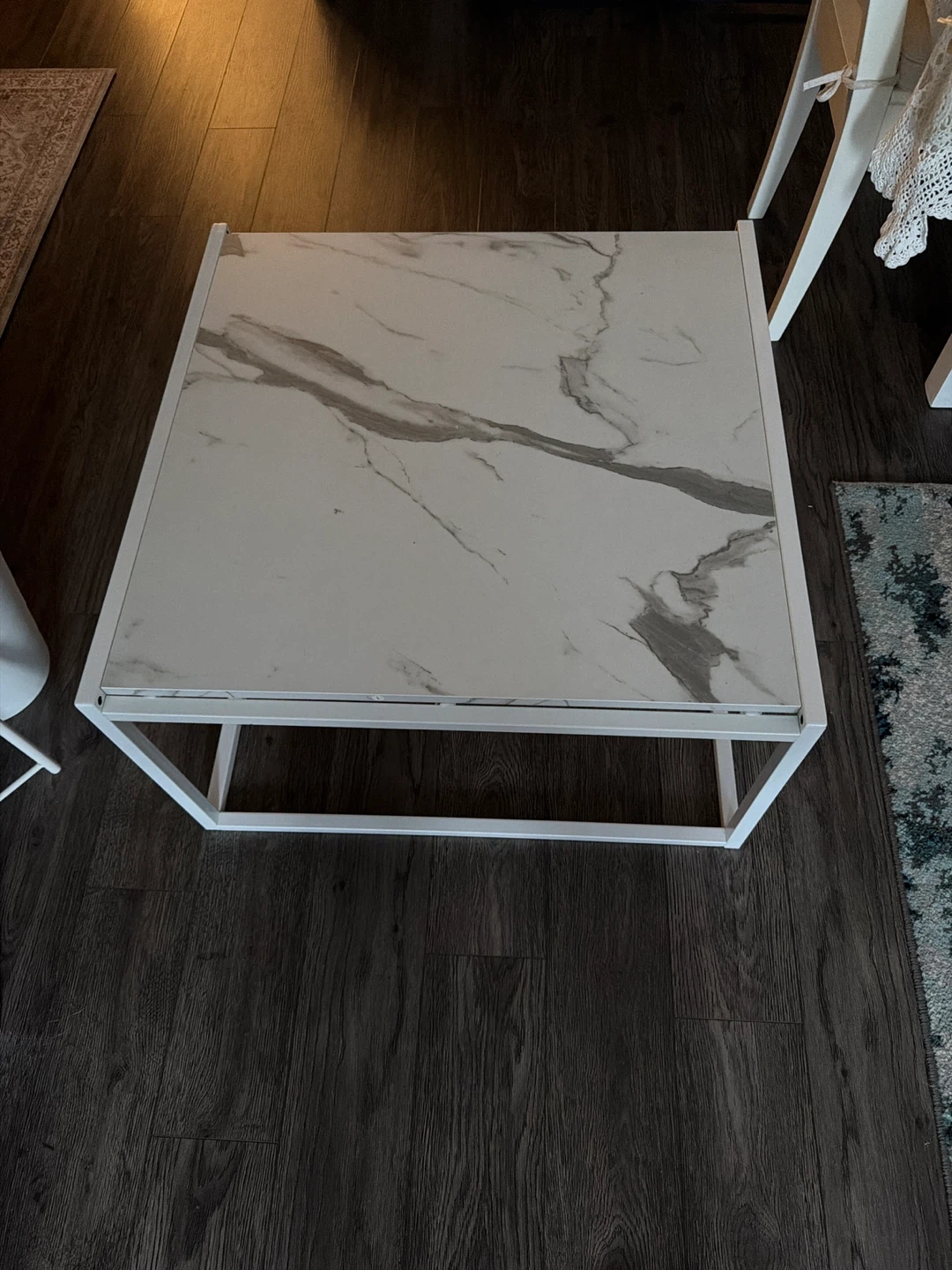 Square Coffee Table with White Marble Top - photo 3