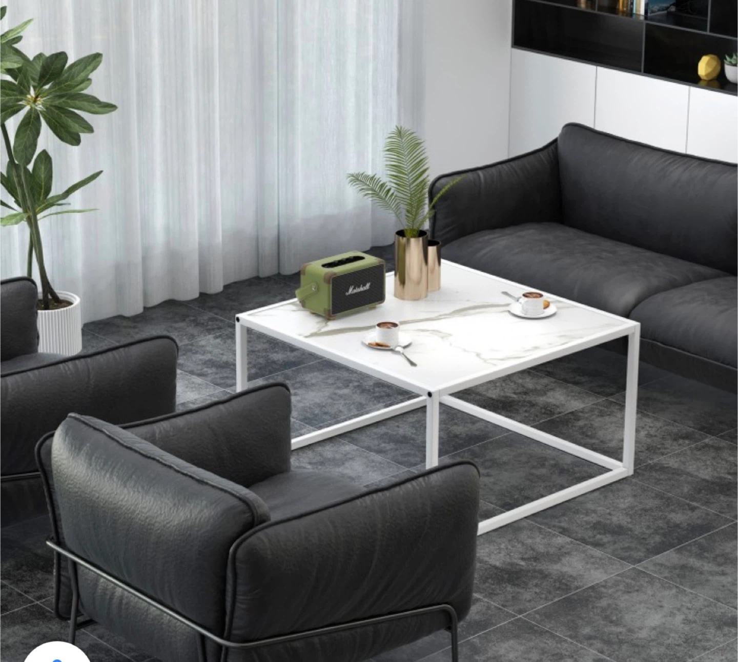 Square Coffee Table with White Marble Top - photo 2