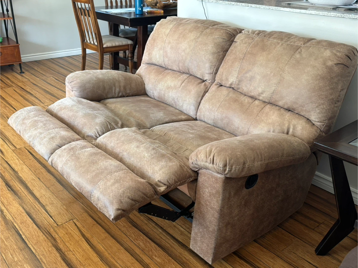 Brown Reclining Loveseat and chair - photo 2