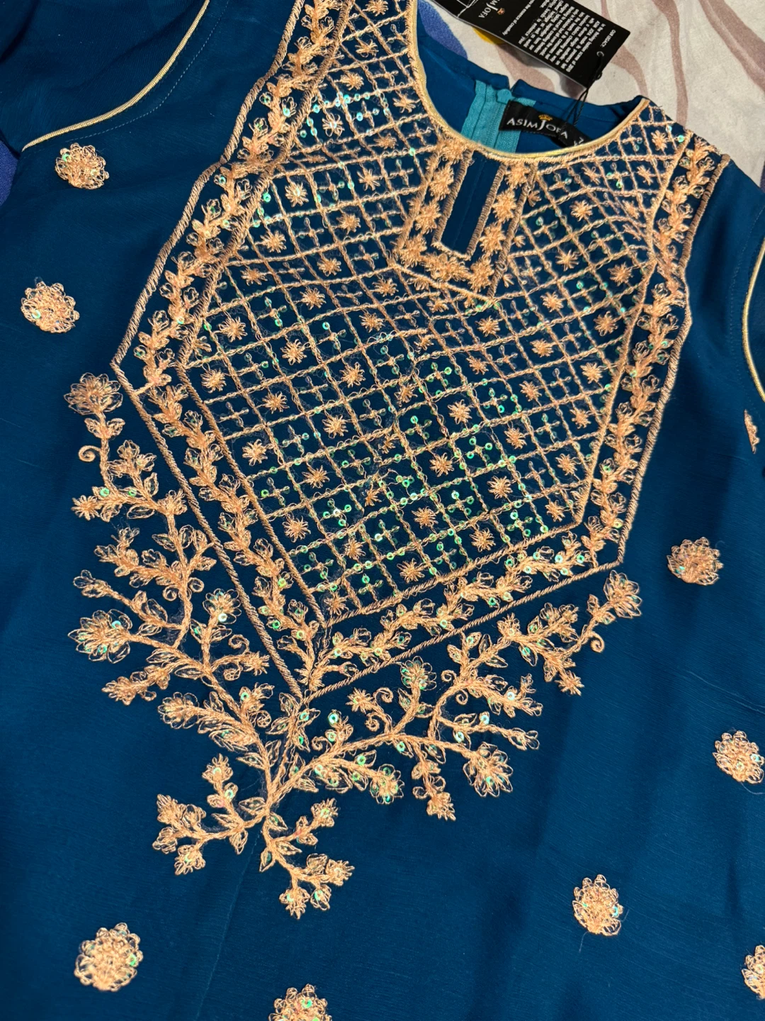 ASIM JOFFA Girls 7-8 Years Teal Embroidered Outfit - photo 2