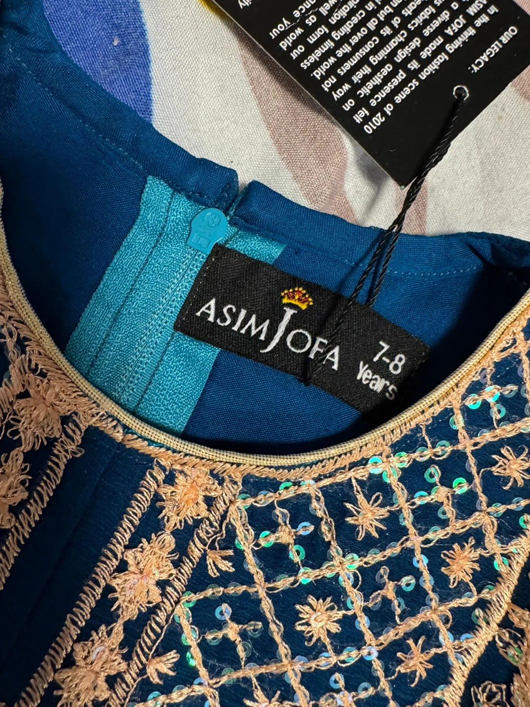 ASIM JOFFA Girls 7-8 Years Teal Embroidered Outfit - photo 3