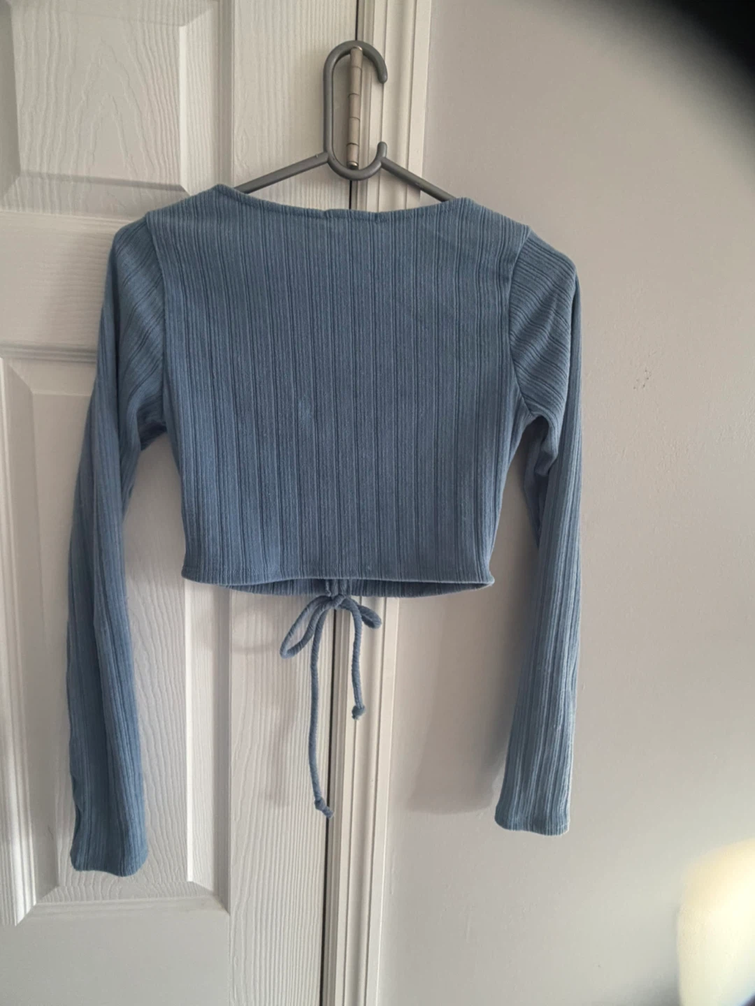 Fashion Nova Blue Ribbed Long Sleeve Crop Top & Pants Set - photo 3