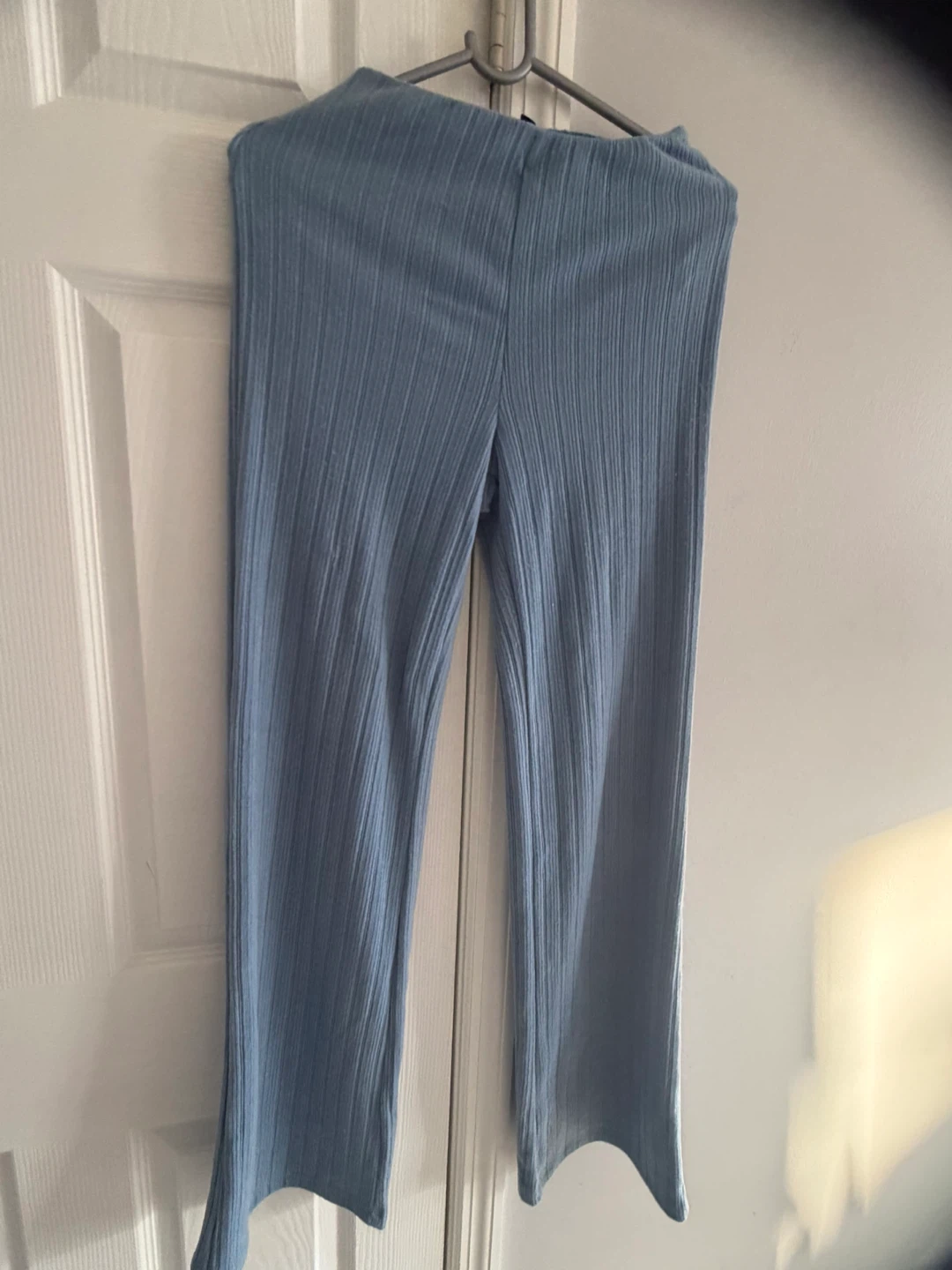 Fashion Nova Blue Ribbed Long Sleeve Crop Top & Pants Set - photo 4