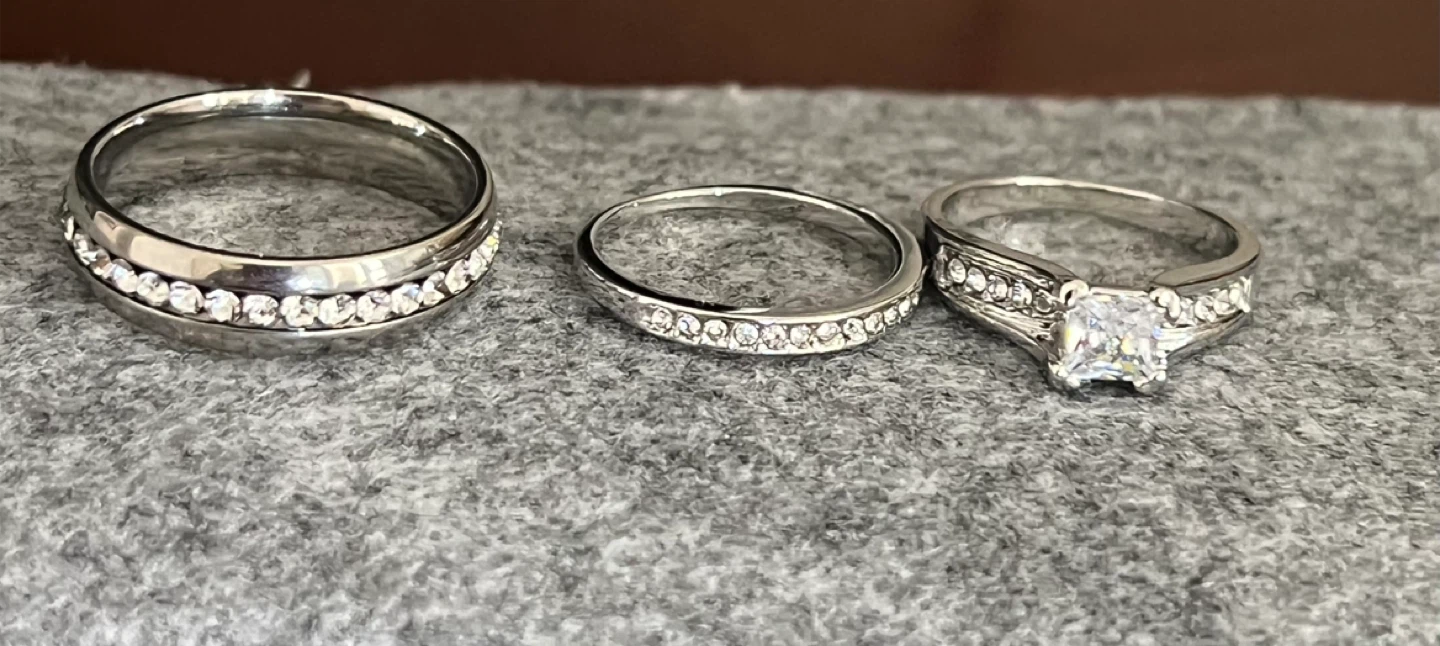Three Ring Set with Crystals