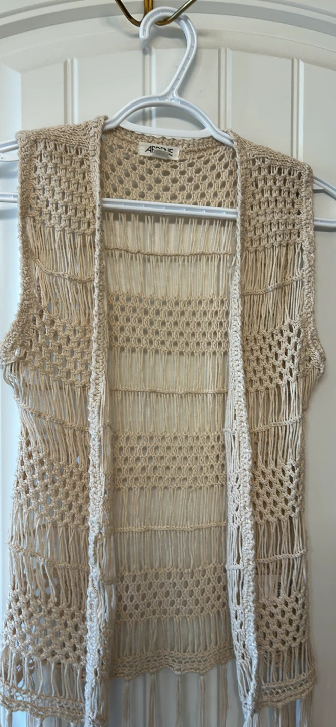 Ardene Beige Crochet Knit Fringe Vest XS-S - photo 2