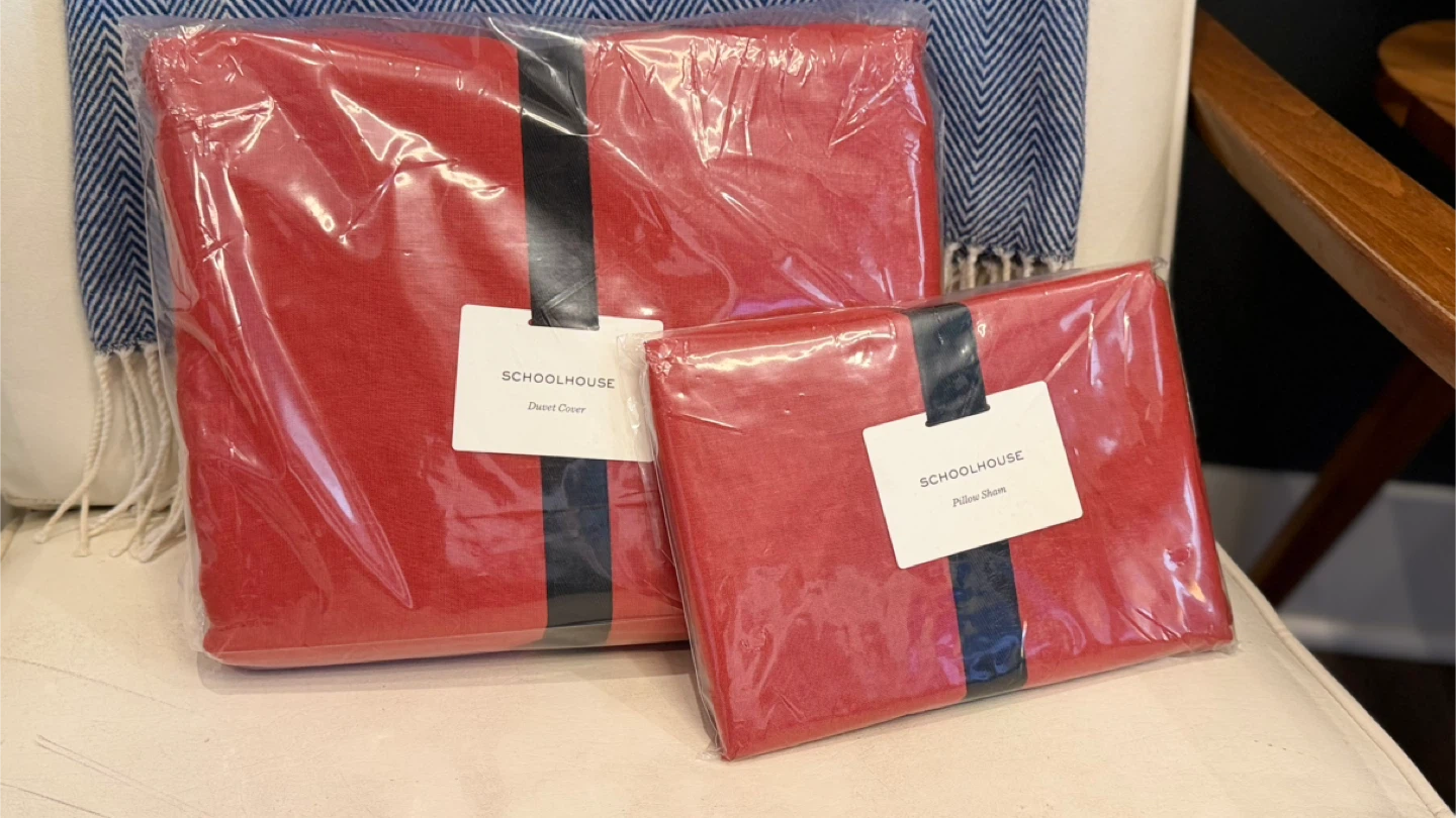 Schoolhouse Linen Duvet Cover & Pillow Sham Set - Paprika Red