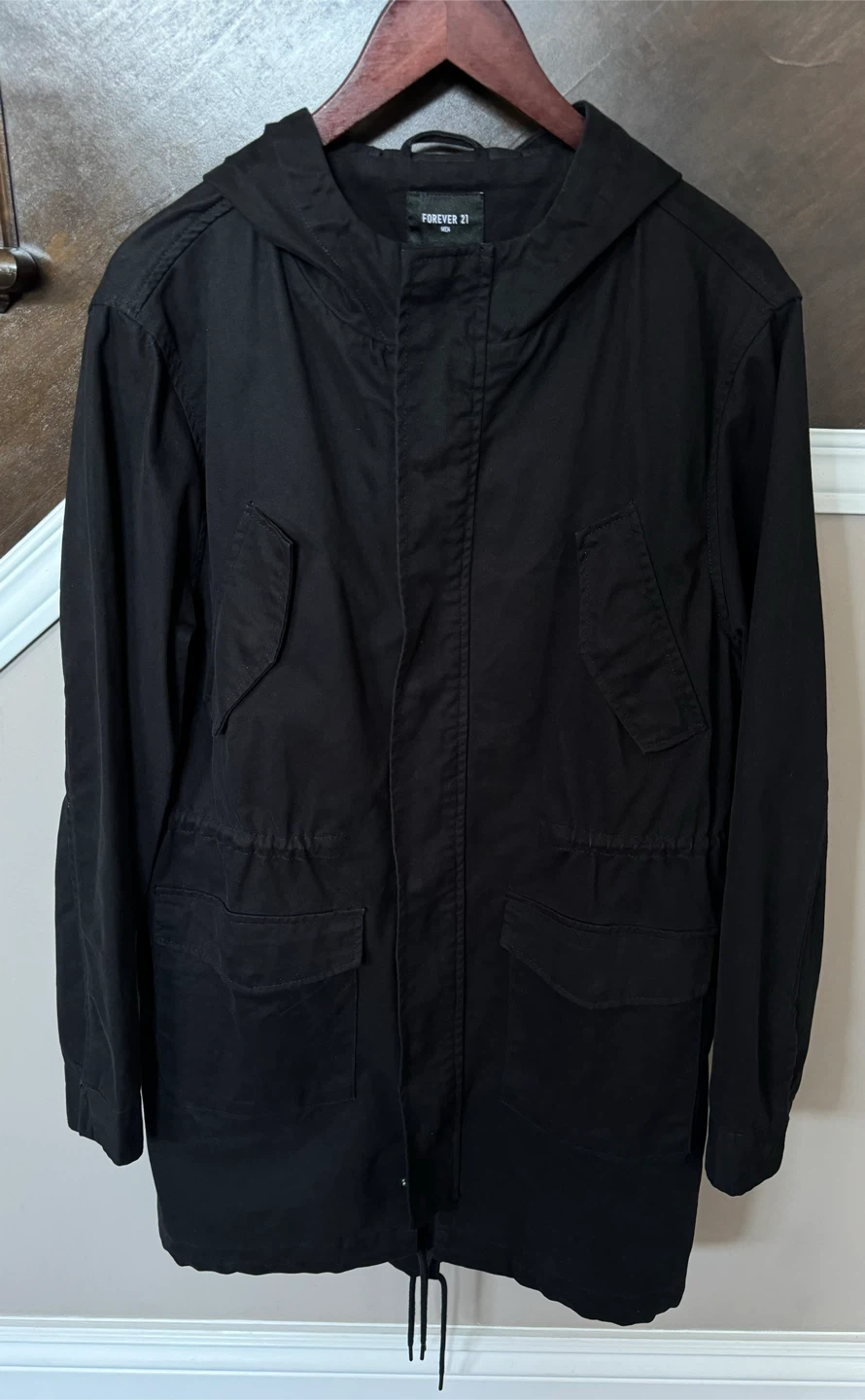 Forever 21 Long Black Parka
