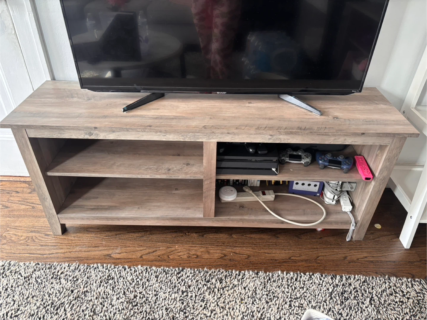 Rustic Wood Entertainment TV Stand with Shelves