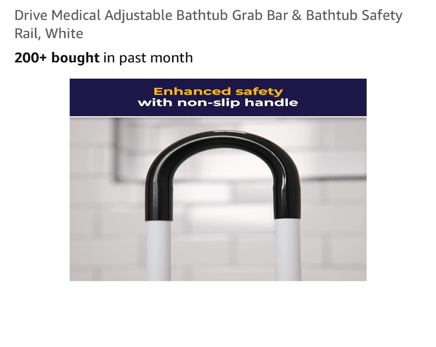 Drive Medical Adjustable Bathtub Grab Bar & Safety Rail, White - photo 4