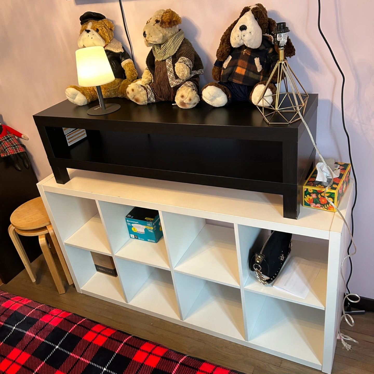IKEA tv stand, kallax cubic shelf unit and Frosta chairs 2ea - photo 2